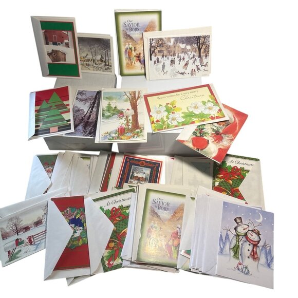 Christmas Greeting Cards With Envelopes Assorted Made in Canada Set of 50 - Picture 1 of 10